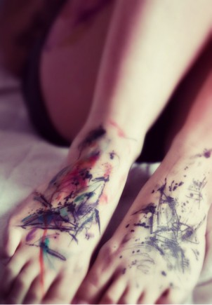 Cool artistic tattoos on girls feet