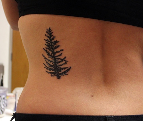 simple black tamarack tree tattoo